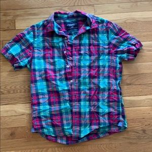 American Eagle plaid button down tee, medium.